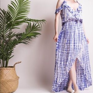 SALE Tiare Hawaii tie dye hi low ruffle maxi dress